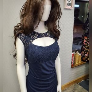 Betsy and Adam Navy Blue Sparkle Sequins Dress